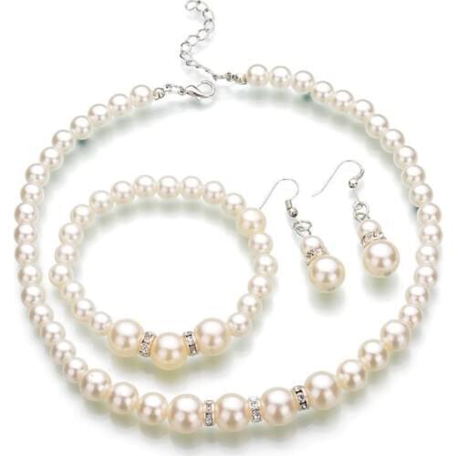 African jewelry fashion classic personality wild imitation pearl necklace bride suit wholesale Jewelry Sets Parure Bijoux Femme