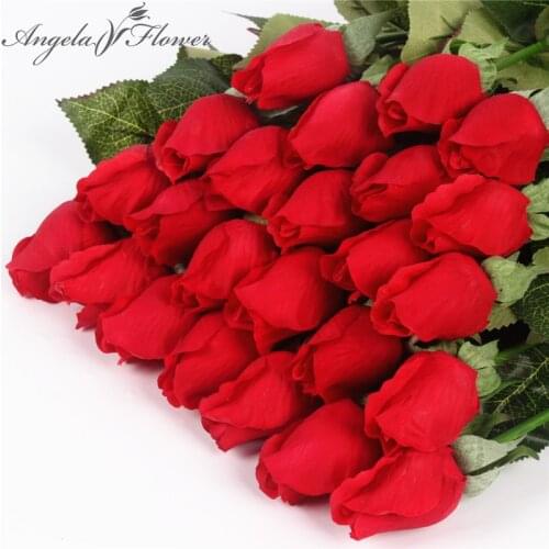 Real Touch rose Bud 25pcs/lot Artificial silk wedding Flowers bouquet Home decorations for Wedding Party or Birthday Small buds