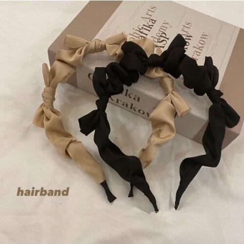 New 2021 Trends Korean Style INS Sweet Satin Hairbands Female Bow Headband Cute bands Bezel Headwear Hairpin Hair Accessories