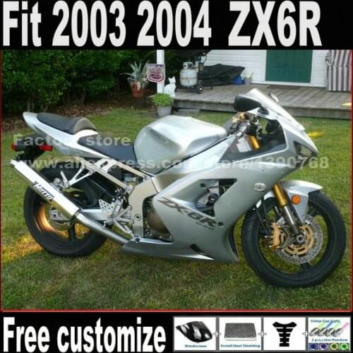 NEW HOT Fairing Kit For 2003 2004 Kawasaki ZX6R Ninja 636 White ZX636 ZX-6R 03 04 Fairings Set ZV7