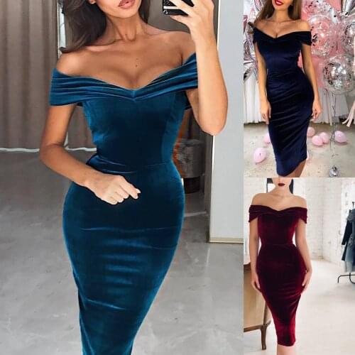Summer Dress 2021Sexy Solid Color Skinny Slim One-line Neck Strapless Gown Dresses Party Robe Sexy Club Elegant Vestido de Mujer