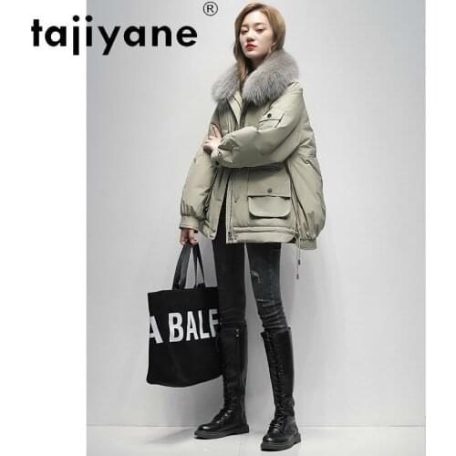 Jacket Puffer Winter Women White Duck Down Coats Womens Real Fox Fur Collar Hooded Parkas Jackets Ropa Mujer TN1165