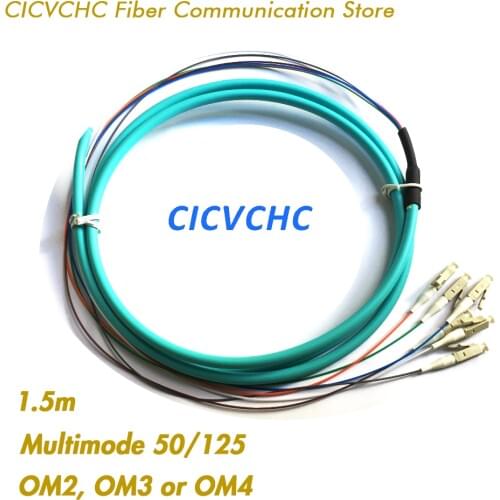 2pcs 6 Fibers Distribution Cable- LC/UPC-Mulitmode(50/125)-OM2, OM3, OM4-0.9mm Buffered-1.5m / Bunch Fiber Pigtail