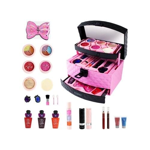 Pretend Play Kid Make Up Toys Pink Makeup Set Princess Hairdressing Simulation Plastic Toy For Girls Dressing Cosmetic