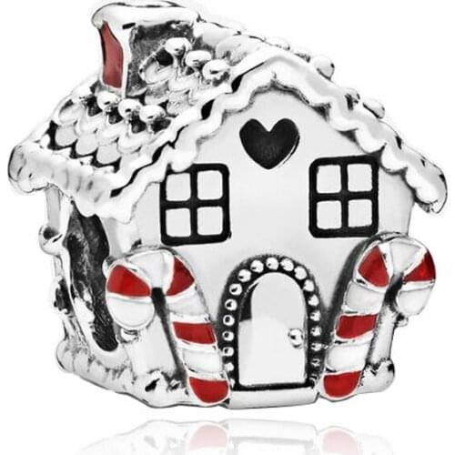 Christmas cottage house charms diy bead bangle pendant jewelry fit original pandora bracelet for women girlfriend Christmas gift