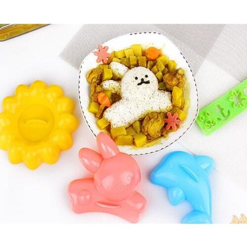 DIY Breakfast Riceball Maker Cartoon Animal Rabbit Dolphins Sushi Egg Rice Mold 4PCS/set Plastics Mould Tools