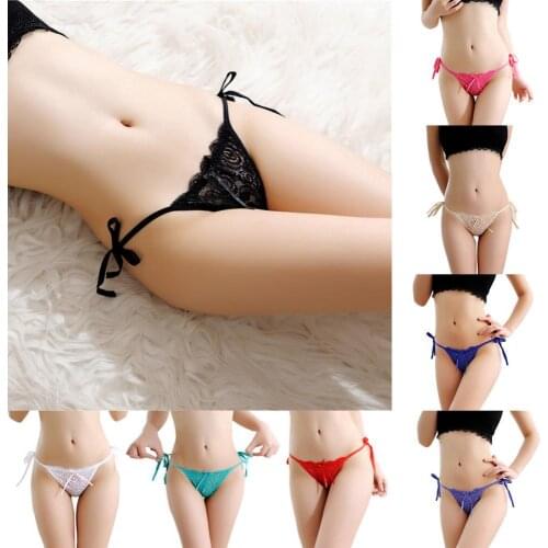 Sexy Womens Bowknot Flower Self Tie G-String Underwear Thong Panties Briefs сексуальное нижее белье