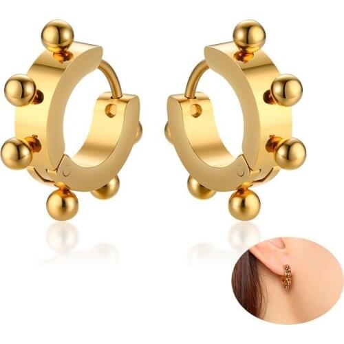 Trendy Rivet Style Earrings for Women Gold Tone Stainless Steel Female Girl Stud Earrings brinco Gifts for Her