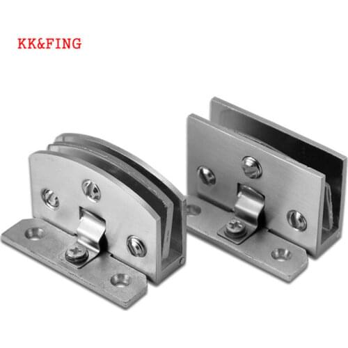 KK&FING Glass Door Hinge Without Hole Glass Hinge Clip Cabinet Zinc Alloy Hardware Display Cabinet Glass Furniture Hinge