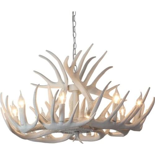 Modern White Antler Chandelier Creative Branch Antler Resin Lamps Living Room Dining Room Chandelier Bar Decor Lighting PA0412