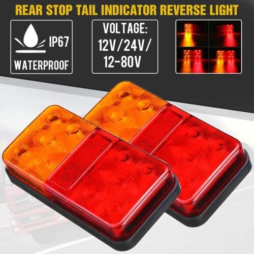 New 2PCS 12V 24V LED Tail Light Taillight Turn Signal Indicator Stop Lamp Rear Brake Light for Car Truck Trailer Caravan