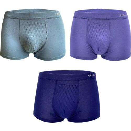3Pcs/Lot Underwear Men Modal Boxer Mid-Waist Breathable Particle Massage Antibacterial Stretch Pouch Panties Male