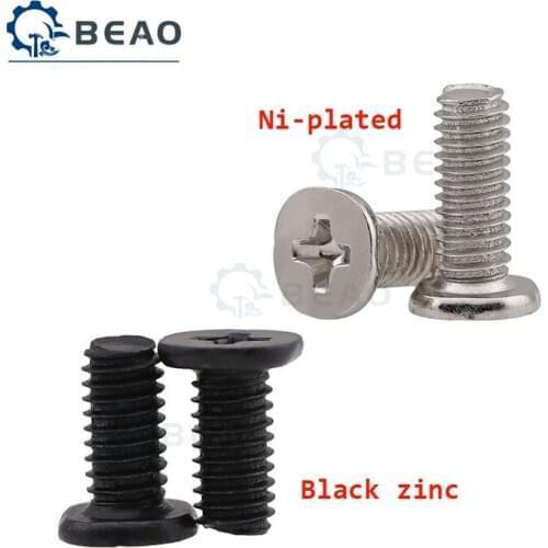 50/100/200Pcs M2 M2.5 M3 M4 Carbon Steel CM Large Flat Head Thin Head Screw Nickel Plated Black Zinc Flat Head Screw Countersunk