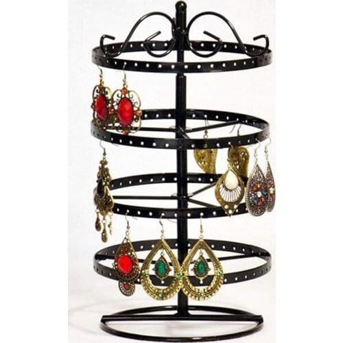 Rotatable Four-layer Circular Earring Frame Iron Earring Frame Jewelry Display Stand Jewelry Rack Home Creative Storage