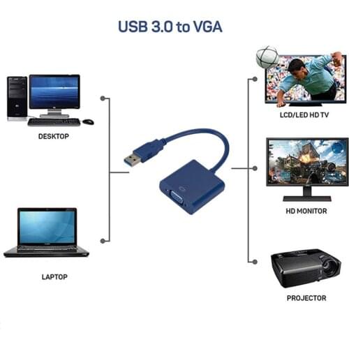 High Quality USB 3.0 to VGA Adapter External Video Card Multi Display Converter for Win 7/8/10 Desktop Laptop PC Monitor