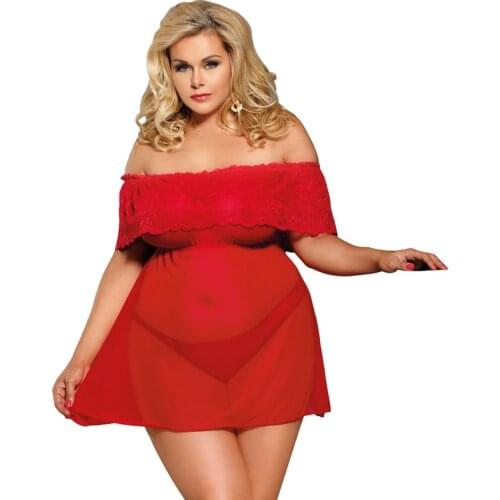 Comeondear Womens Nightwear Off Shoulder Picardias Sexi Mujer Plus Size Ladies Night dress Black Night gown Sexy Lingerie R80572