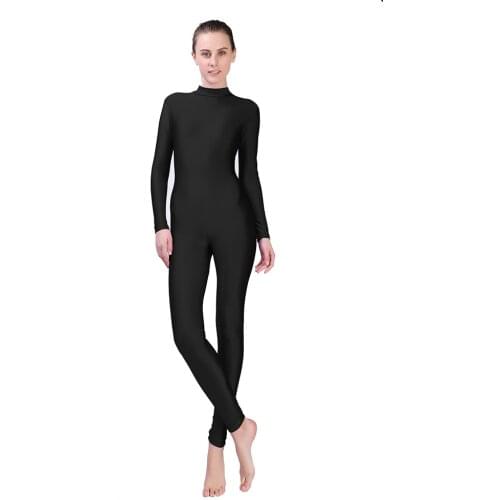 AOYLISEY Women Unitard Long Sleeve Mock Neck Ballet Jumpsuits Spandex One Piece Turtleneck Dance wear Men Zentai Costumes