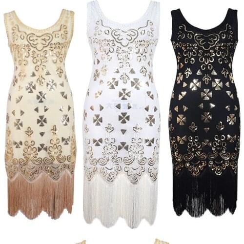 Fashion Embroidery Sleeveless A-line Knee-length V-neck Stassel Sequin White Black Beige Plus Size Party Women Summer Dress 9968