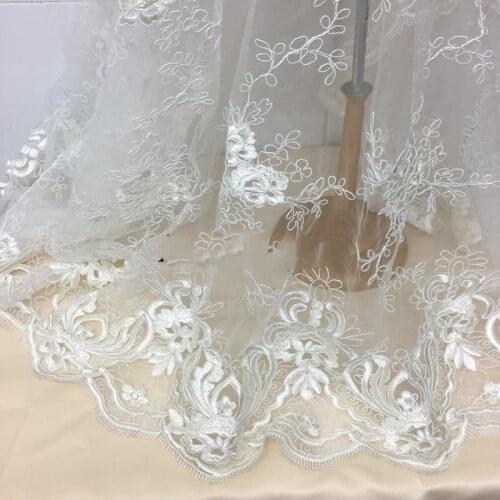 1Y/lot off white car bone lace fabric embrodiery flower wedding dress accessories