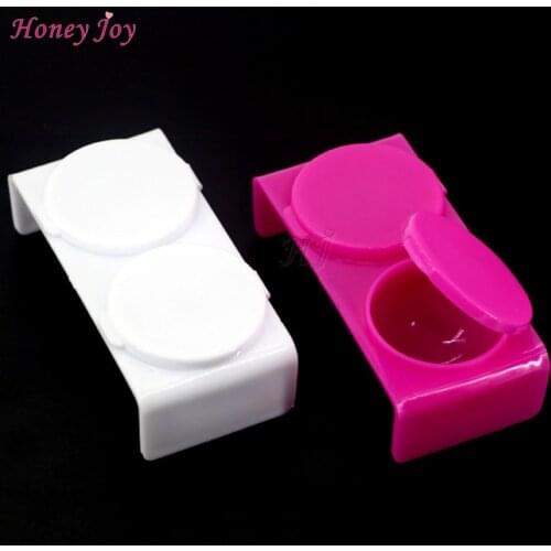 2pcs/lot Small Convenient Well Lock Holder Container for Nail Paint Acrylic Liquid Brush Pen Cleanser Plastic Rose or White