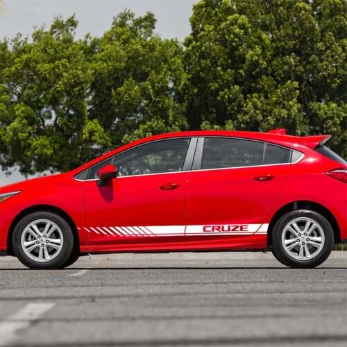 2pcs Car Long Side Skirt Stickers Auto Vinyl Film Decals FOR Chevrolet cruze Automobile Decoration Sport Styling Tuning