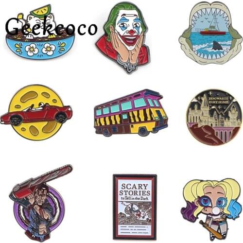 20pcs/lot J1459 Geekcoco Cartoon Clown Metal Cat Brooch Collar Cute Car Pin Jeans Shirt Badges Backpack Pins