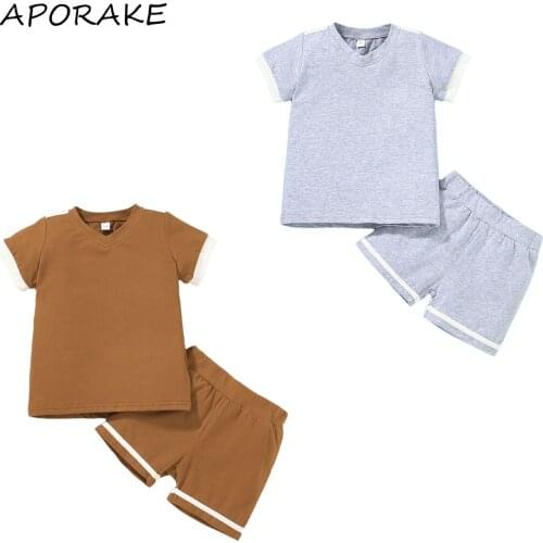 2021 0-6Y Casual Kids Baby Boy Clothes Set Striped Short Sleeve T-shirt+Shorts Sumemr Cotton Outfits 2pcs