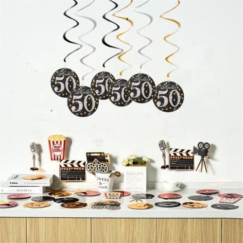 30 40 50 60 70 80th Happy Birthday Digital Spiral Pull Flower Party Decoration Background Layout Banner Pull Flag Adult Party