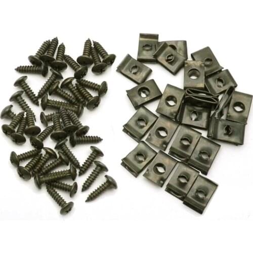 50pcs Motorcycle Car Scooter ATV Moped Ebike Plastic Cover Metal Retainer Self-tapping Screw and Clips M4 M5 4.2mm 4.8mm