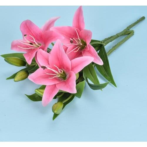 8Pcs Artificial Tiger Lily Bouquet Flower Latex Wedding For Family Banquet Decoration Table Sticks Lilies