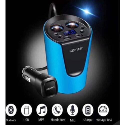 USB Car Charger Quick Charge Smart Car Cup Charger cigarette lighter socket car 2 USB Ports Bluetooth hands-free call MP3 Player