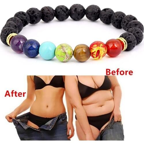 Buddha Bless Lose Weight Chakra Bracelet Black Lava Healing Balance Beads Reiki Buddha Prayer Natural Stone Bracelet For Women Z
