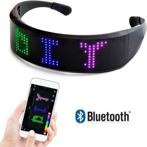 Bluetooth LED Glasses Sunglasses APP Control Luminous Glasses Concert Sunglass EMD DJ Electric Syllables Glow Party Supplies