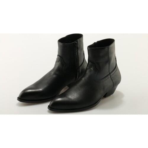 Black Genuine Leather Men Boots Black Pointed Toe Luxury Fashion Classic Business Office Formal Ankle Boots Zip Men Shoes Male