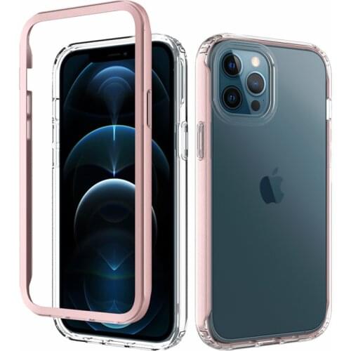 Front&Back 360 Degree Transparent Silicon Case iPhone 12 Pro max 12 mini Colorful TPU Bumper Hybrid Anti Shock Armor Phone Case