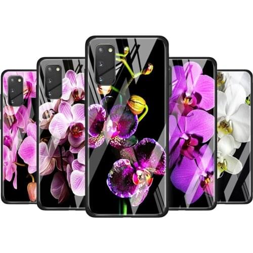 Orchid Flowers Colorful for Samsung Galaxy S20 FE Ultra Note 20 S10 Lite S9 S8 Plus Luxury Tempered Glass Phone Case Cover