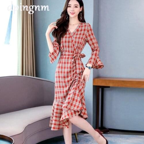 Модные платья в клетку Dpingnm China At AliExpress