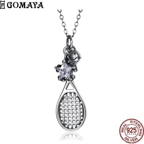 GOMAYA Authentic 925 Sterling Silver Tennis Pendant Necklace for Women Fashion Jewelry Clear Zircon Star New Arrival Recommend