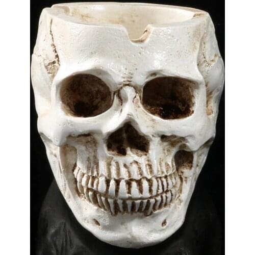 HeyMamba White Human Skull Planter Archaize Garden Storage Pots Resin Human Skull Skeleton Container Flowerpots For Decoration