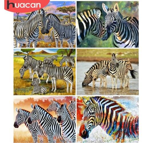 HUACAN 5D DIY Diamond Painting Animal Full Square Drill Needlework Picture Rhinestones Diamond Mosaic Zebra Decor For Home
