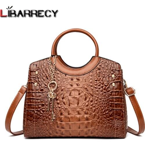 High Quality PU Leather Womens Handbag Fashion Crocodile Pattern Design Ladies Shoulder Bag New Fringed Women Messenger Bags