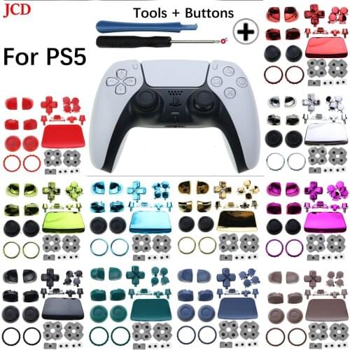 JCD For PS5 Controller Button Joystick Replacement Shell Gamepad Shell Replacement Parts Set & Tool &Conductive adhesive