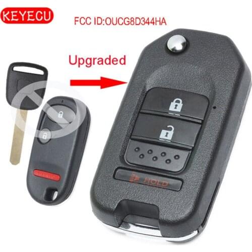 Keyecu Upgraded Flip Remote Key Fob 2+1 Button 313.8MHz T5 Chip for Honda 2002-2004 CR-V / 2003-2005 Civic (Si) / 2005 Element