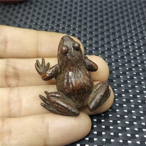 Collection Chinese Brass Carving Frog Animal Statue Cartoon Frog Prince DIY Car Home Feng Shui Decoration Small Animal Statue