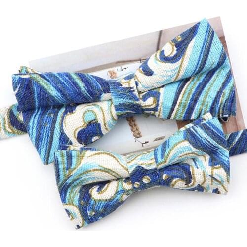 Colorful Linen Parent-Child Bowtie Sets Cartoon Cat Bird Family Butterfly Party Dinner Wedding Cute Kids Men Bow tie Accessory