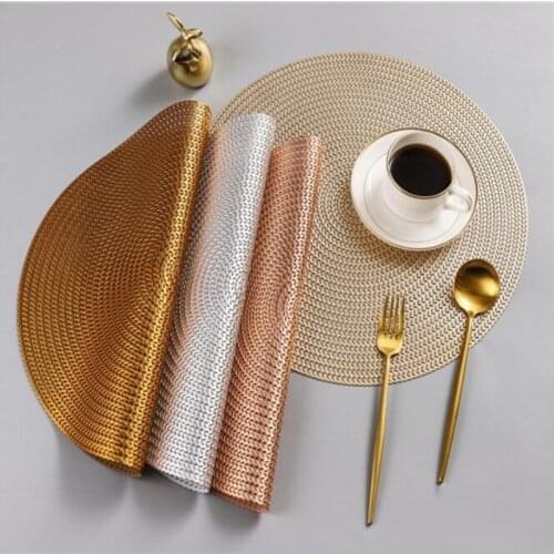 Leaf Placemats Restaurant Round Environmental Friendly PVC Hollow Meal Pads Anti-hot Dining Table Set Weave Pattern Mats