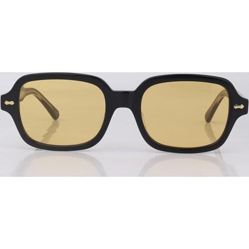 Square black frame sunglasses for men fashion yellow lenses sunglasses women