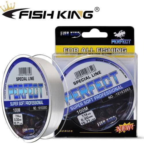 FISH KING 100M Nylon Fishing Line 4.14LB-34.32LB Leader Line Monofilament Fishing Line Super Strong Carp Fishing Line