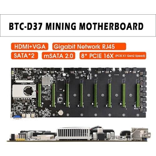 Mayitr 1pc Black Durable Metal BTC-D37 Miner Motherboard Low Power Consumption Mining Machine Mainboard
