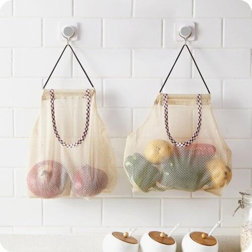 1Pcs Fruit Vegetable Bags Washable Eco-Friendly Home Kitchen Garlic Ginger Sundries Storage Pouch Net Portable Shopping Pouch